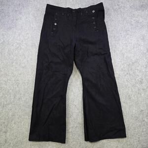Vintage Seafarer Pants Mens 35 Black 13 Button Bell Bottom Wool US Navy Sailor